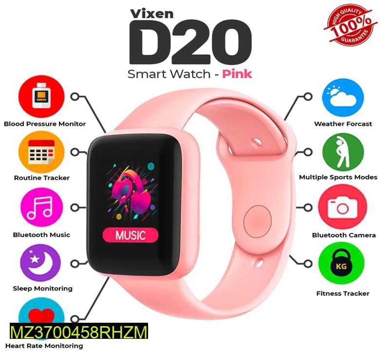 D20 Smart Watch, Pink